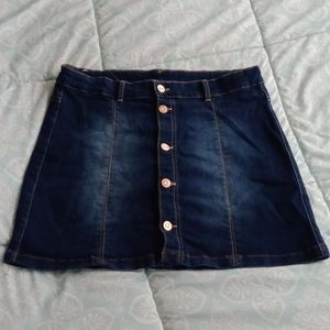 Dark blue denim skirt by Wonder Nation, button up, size XL 14-16